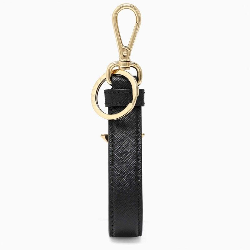 PRADA Luxury Saffiano Leather Keychain with Enamel Charm