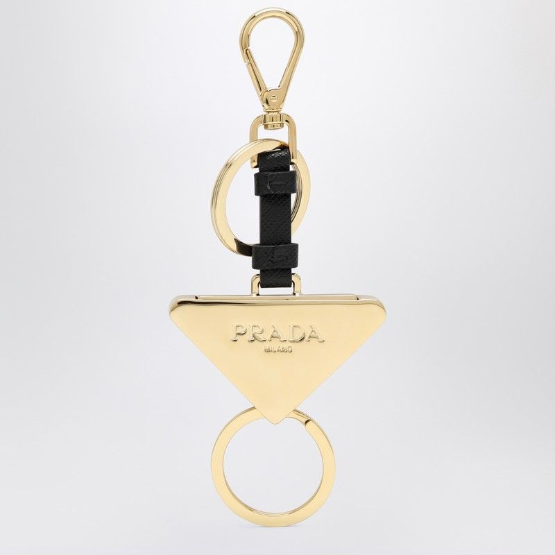 PRADA Mini Divisible Leather and Metal Key Ring