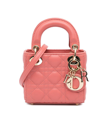 Micro Lambskin Cannage Lady Dior with Detachable Shoulder Strap