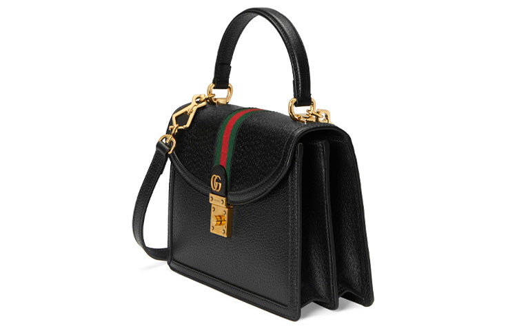MLB Gucci Ophidia Series GG Locks Leather One Shoulder Crossbody Tote Small Black 651055-DJ2DX-1060