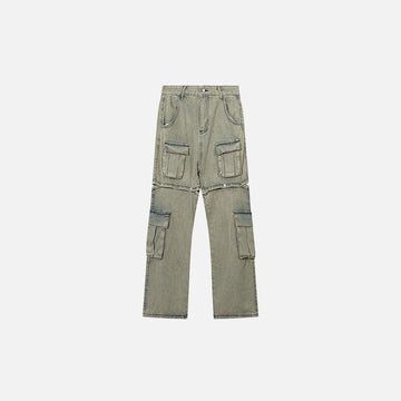 Khaki Baggy Multi-pocket Denim Pants