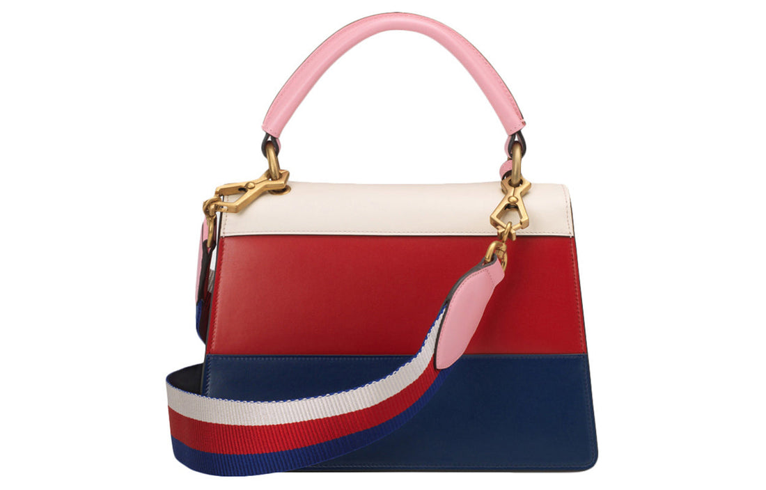 MLB Gucci Leather Queen Margaret Metal Stripe Single-Shoulder Bag Multicolor 476541-DVUSB-4198