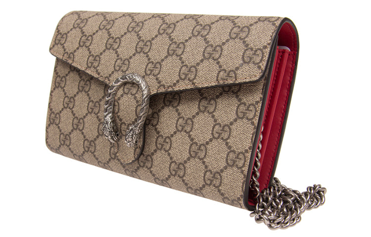 MLB Gucci Dionysus Tiger Head Logo Canvas Chain Shoulder Messenger Bag Mini Red Classic 401231-KHNSN-8698