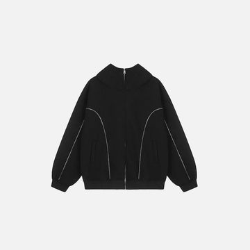 Curved Seam Zip-Up Hoodie