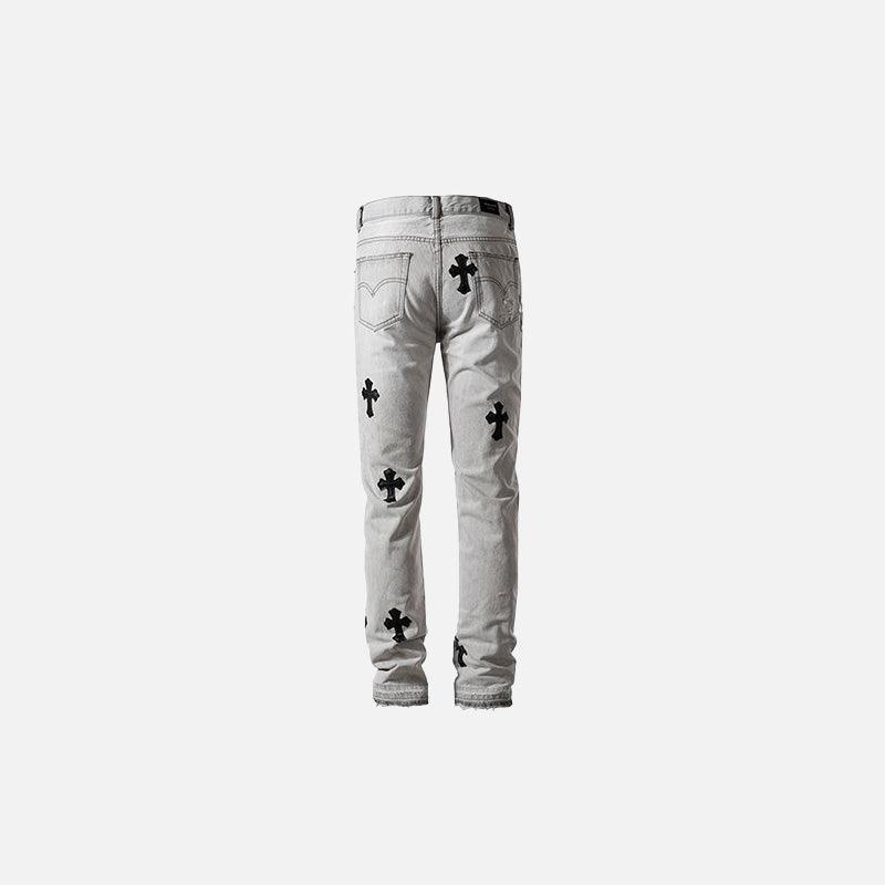 Cross Ripped Straight-fit Jeans