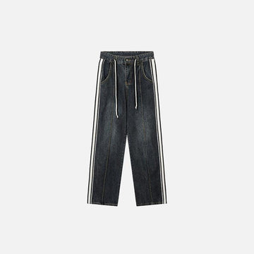 Vintage Side Stripes Drawstring Jeans