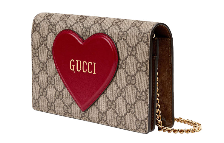 MLB Gucci Logo 3D Love Canvas Chain Shoulder Messenger Bag / Red Valentine's Day limited 648948-20QAS-8570