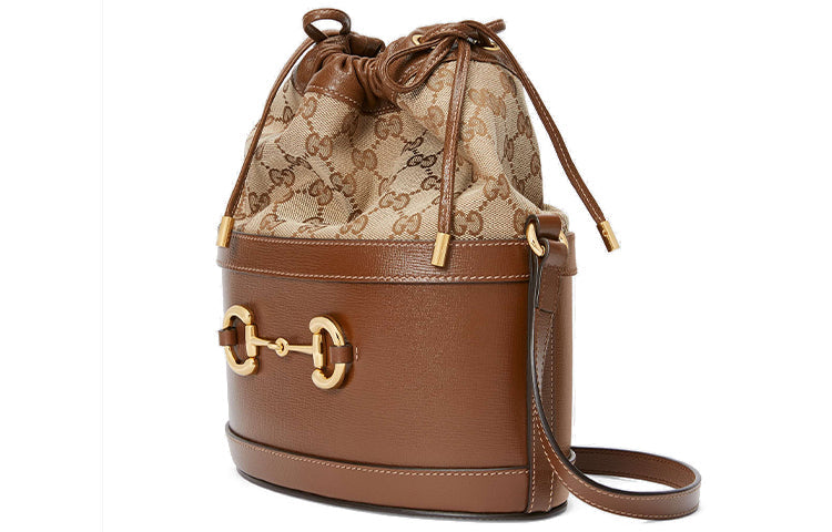 MLB Gucci Button1955 Series Drawstring Bag Single Shoulder Bag Brown 602118-1DBUG-2363