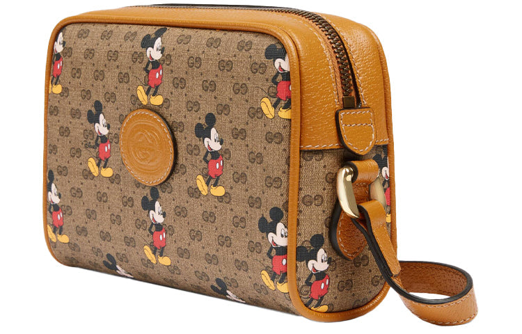 MLB Gucci x Disney Mickey Prints Single Shoulder Bag Light Brown 602536-HWUBM-8559