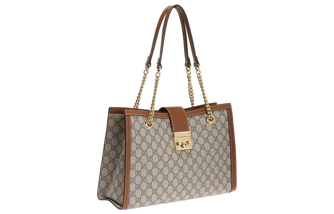 MLB Gucci Padlock Medium GG Shoulder Bag 'Beige Brown' 479197-KHNKG-8534