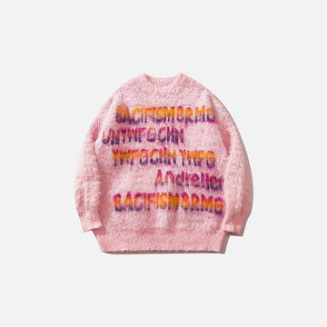 Fluffy Fleece Letter Print Sweater
