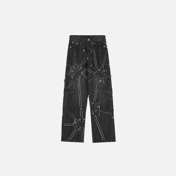 Vintage Washed Embroidery Denim Jeans