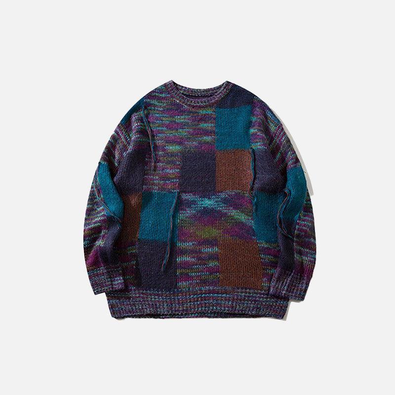 Patchwork Multi Color Loose Sweater