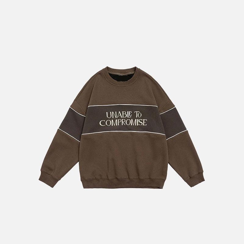 Loose Embroidered Patchwork Sweatshirt