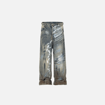 Wide-leg Baggy Graffiti Jeans