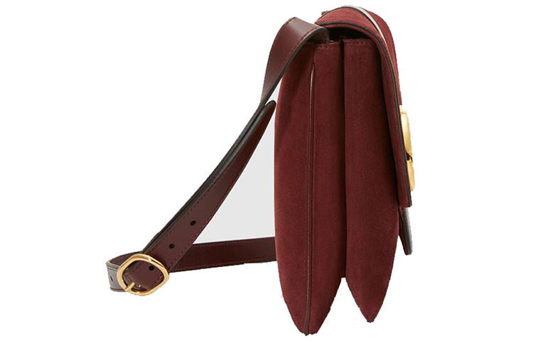 MLB Gucci Arli Gold Logo Suede Splicing Leather Shoulder Messenger Bag Red Classic Retro 550126-0YNAG-6629
