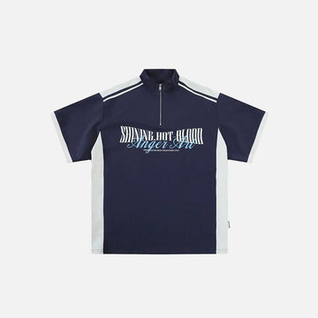 Y2K Half Zipper Graphic T-shirt