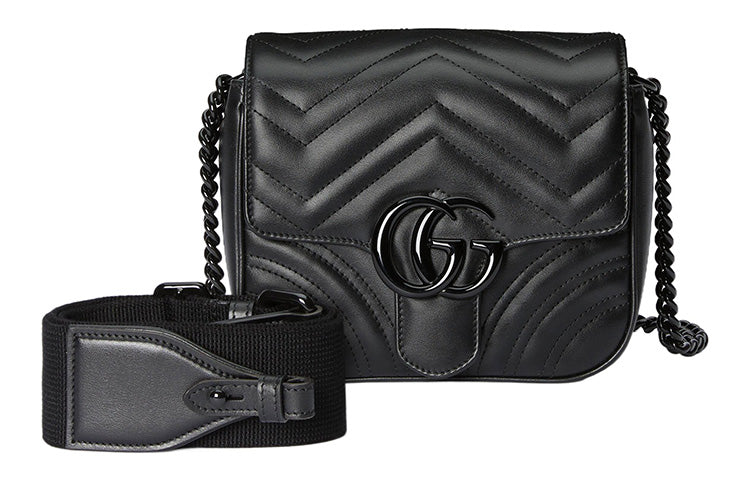 MLB Gucci GG Marmont Matelasse Shoulder Bag 'Black' 739681-AABS1-1000
