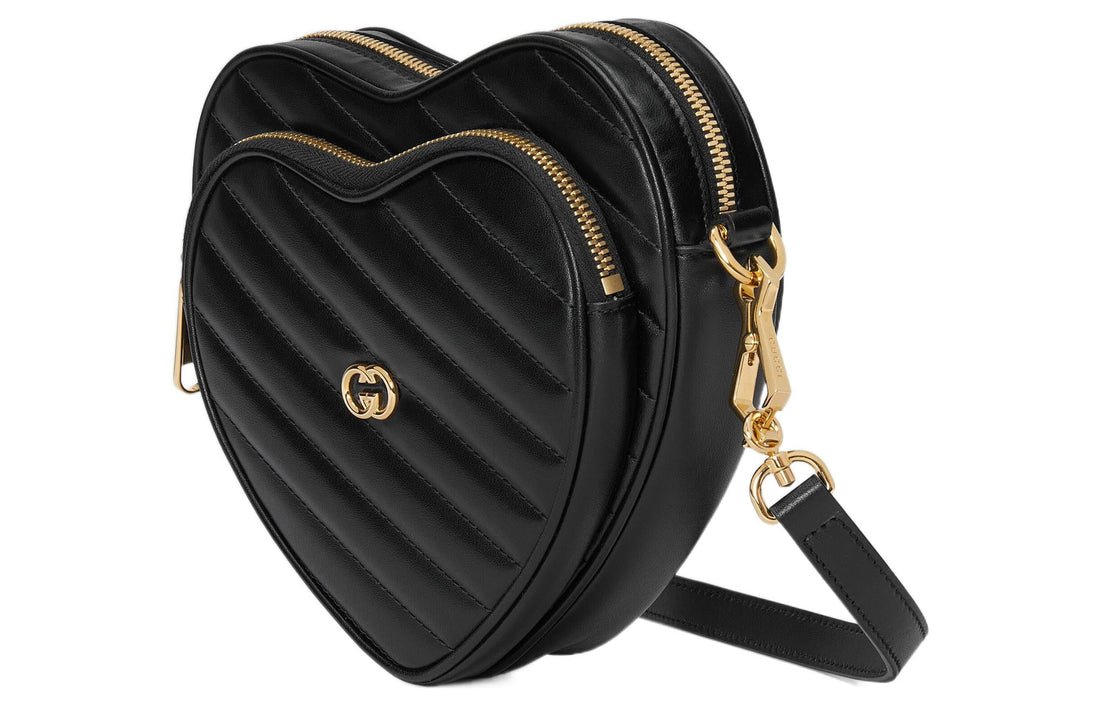 MLB Gucci Interlocking G Mini Heart Shoulder Bag 'Black' 751628-AACCL-1000