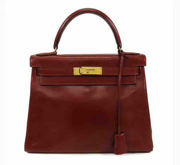 Hermès Kelly 28 Box Calfskin Rouge Ash O 1985