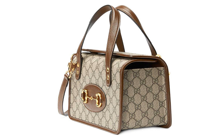 MLB Gucci Canvas Horsebit 1955 Old Flower Logo Single-Shoulder Bag Mini Brown 645453-92TCG-8563