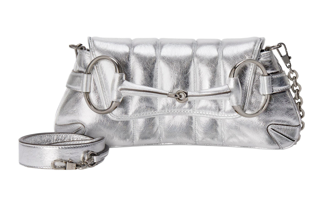 MLB Gucci Horsebit Chain Small Shoulder Bag 'Silver Leather' 764339-AACY5-8106