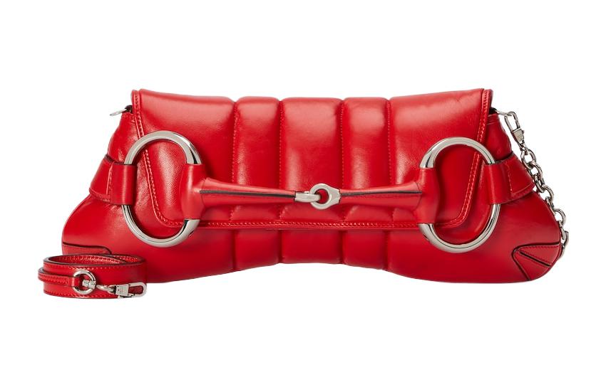 MLB Gucci Horsebit Chain Medium Shoulder Bag 'Red' 764255-AACU1-6404