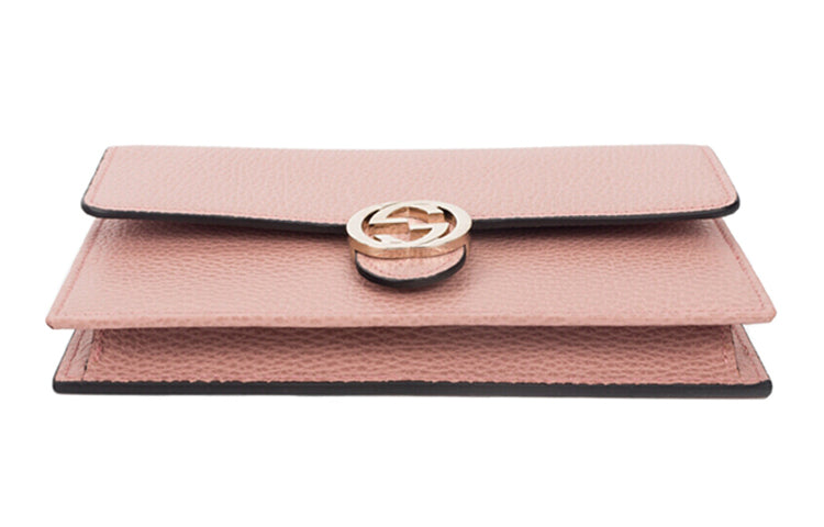 MLB Gucci Logo Double G Leather WOC Chain Shoulder Messenger Bag Pink Classic 510314-CAO0G-5806