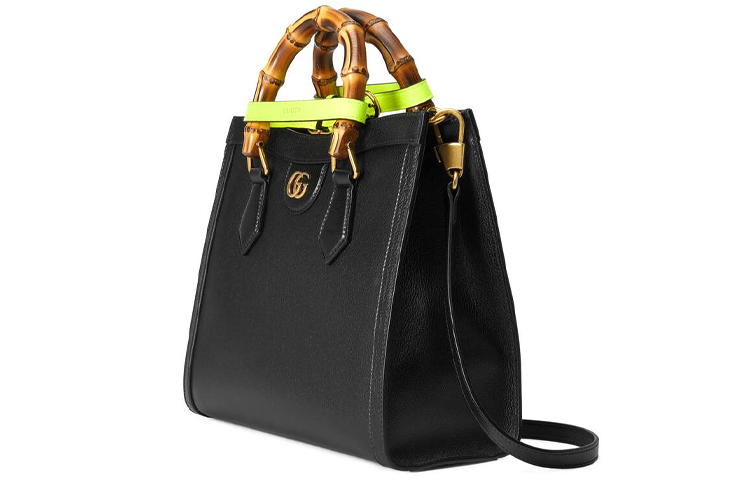 MLB Gucci Leather Diana Bamboo Knot Single-Shoulder Bag Small Black 660195-17QDT-1175