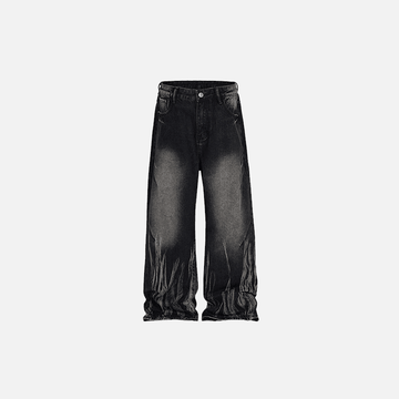 Laser Texture Straight Denim Pants