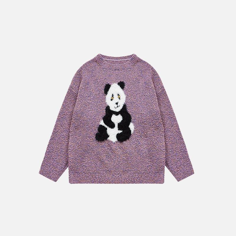 Loose Panda Knitted Fuzzy Sweater