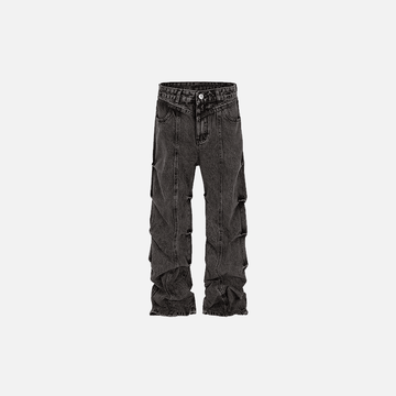 Loose Pleated Straight-fit Jeans