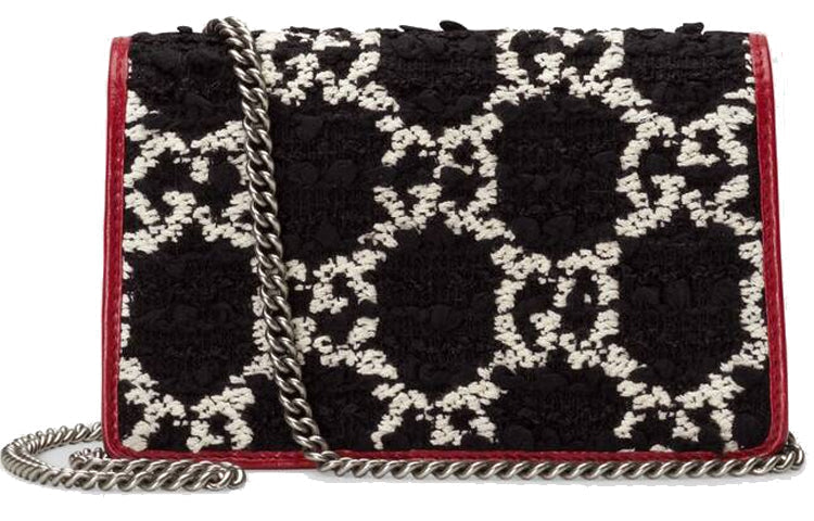 MLB Gucci Dionysus Tiger Head Logo Chain Shoulder Messenger Bag Mini Black / Red 476432-HS8AN-1164