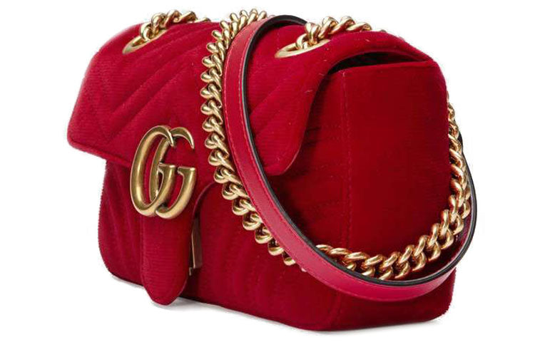 MLB Gucci GG Marmont Single Shoulder Bag Red 446744-K4D2T-6433