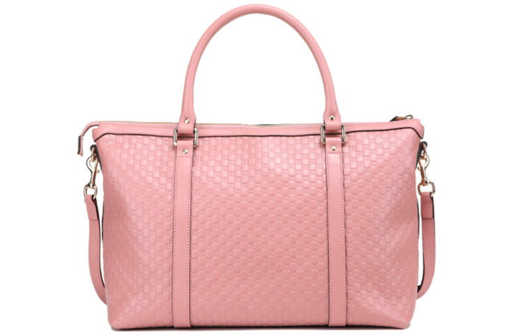 MLB Gucci Logo Embossing Leather Tote Pink Candy Handbag 449655-BMJ1G-5806