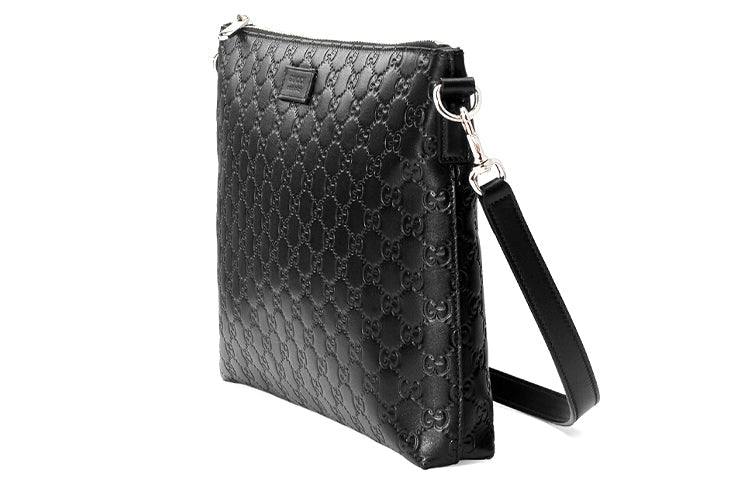 MLB Gucci GG Leather Single-Shoulder Bag Black 473882-DMT1N-1000