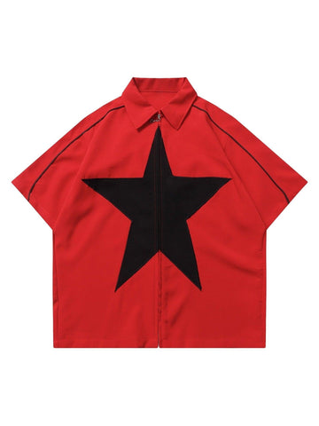 Makersluxe Star Zipper Design Shirt -1575