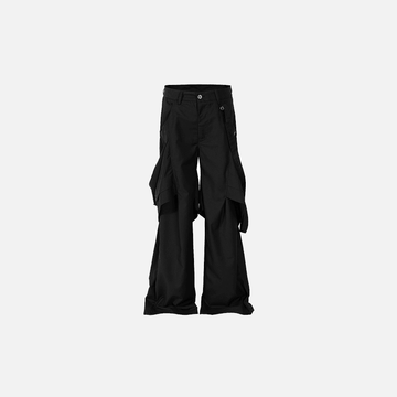 Irregular Structure Black Cargo Pants