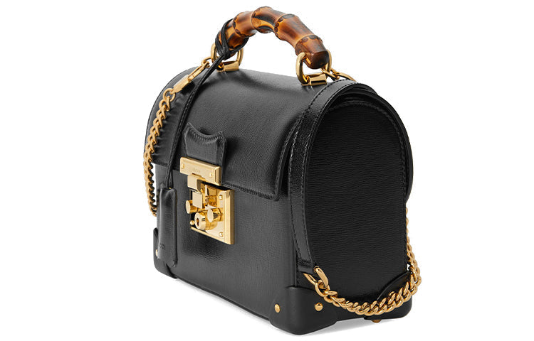 MLB Gucci Padlock Series Bamboo Single Shoulder Bag Small Black 603221-1DBRG-1000