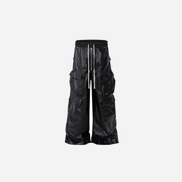 Multi-Pocket Leather Cargo Pants