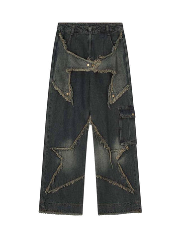 Makersluxe Patch Embroidered Straight-leg Jeans - 1572