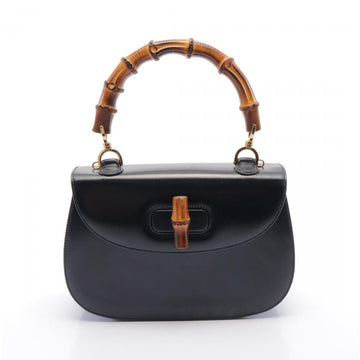 Gucci Bamboo Handbag Leather Black