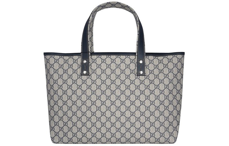 MLB Gucci Logo Leather Canvas Large Capacity Shoulder Bag Beige / Navy Blue 211134-KGD3N-4080