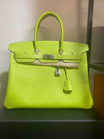 Hermès Lime Green 35 Birkin Bag
