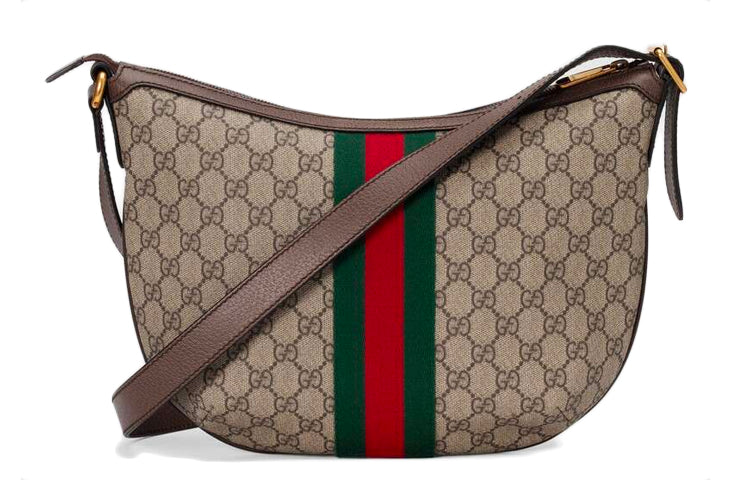 MLB Gucci Ophidia Logo Stripe Webbing Canvas Shoulder Messenger Bag Small / Brown 598125-9IK3T-8745