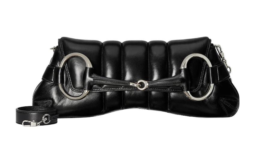 MLB Gucci Horsebit Chain Medium Shoulder Bag 'Black' 764255-AACU1-1000