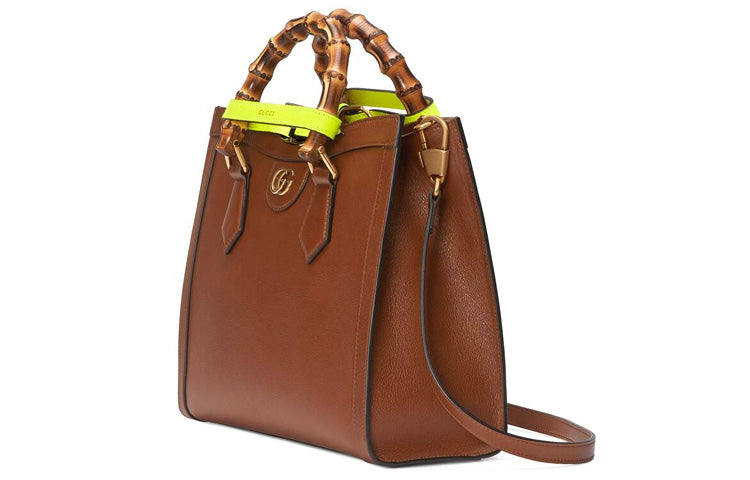 MLB Gucci Diana Series Tote Leather SingleShoulderMessengerHandholdBag SmallSize Brown 660195-17QDT-2582