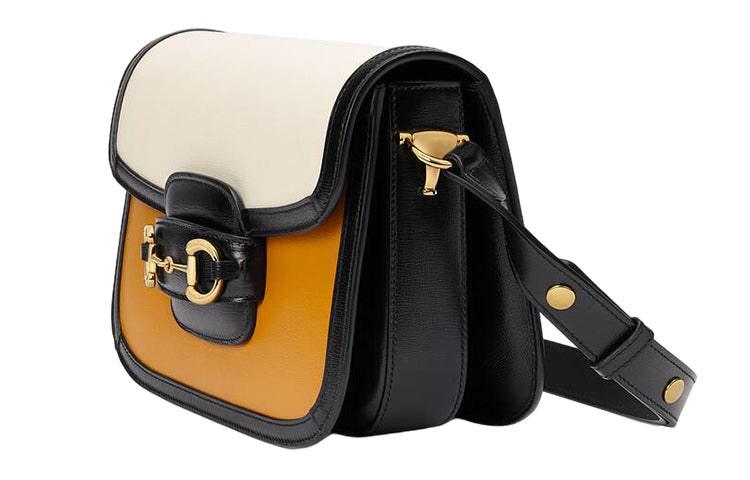 MLB Gucci Leather Horsebit 1955 Single-Shoulder Bag Small Caramel/Orange/White 602204-18YLG-7783
