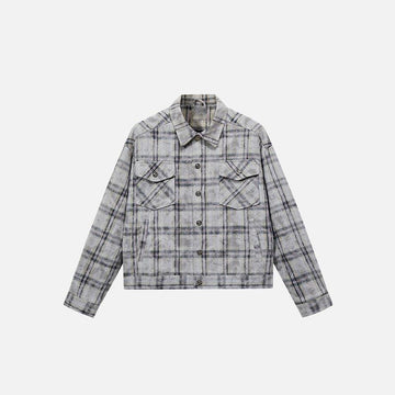Loose Plaid Tie-Dye Jacket