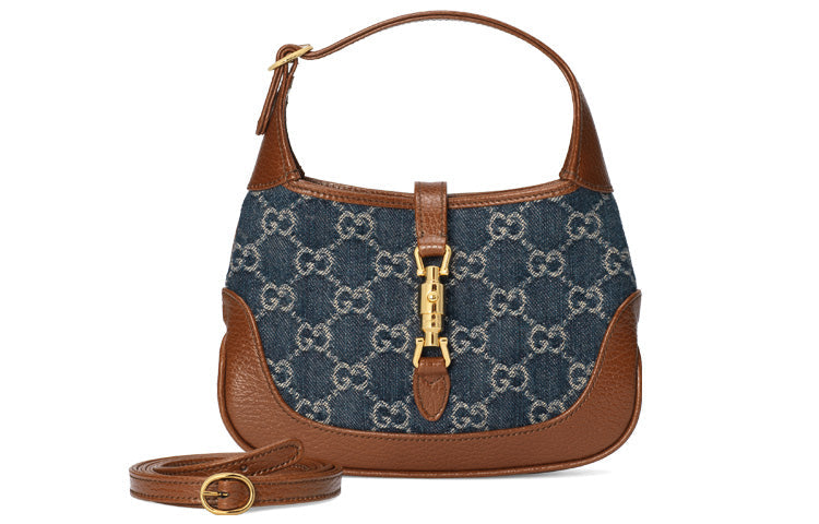MLB Gucci Jackie 1961 Series miniDenimSingle Shoulder Bag Brown color combination 637092-2KQGG-8375